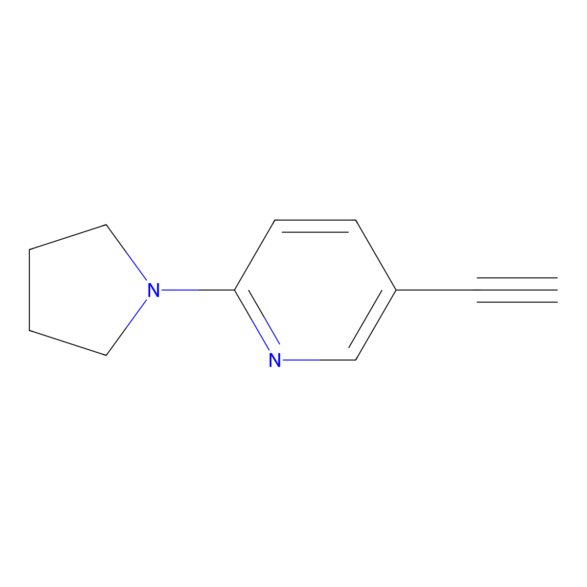 5-Ethynyl-2-(pyrrolidin-1-yl)pyridine molecular structure, CAS 1196151-93-5