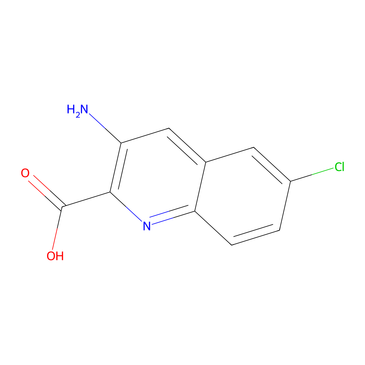 3-Amino-6-chloroquinoline-2-carboxylic acid molecular structure, CAS 1196151-95-7
