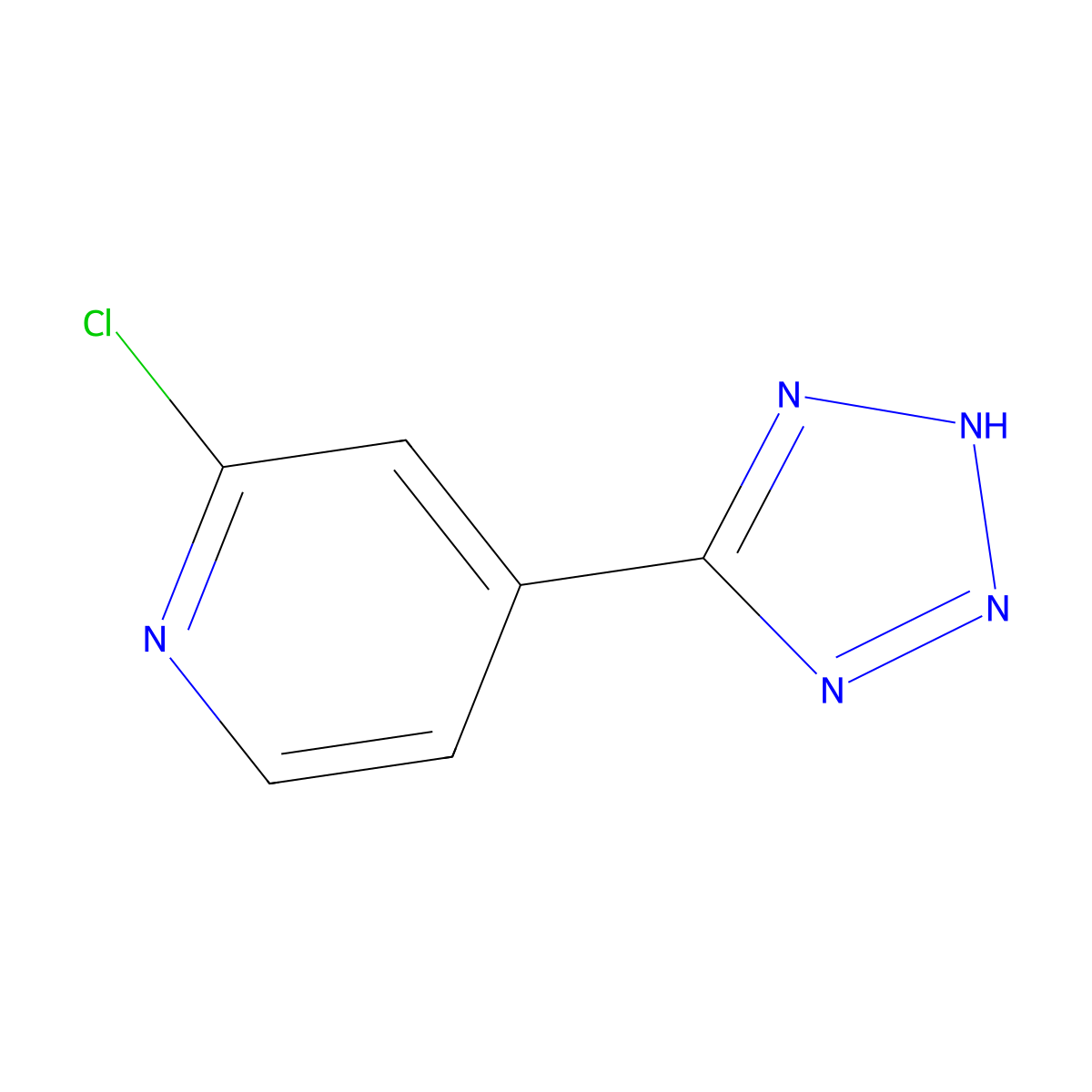 2-chloro-4-(1H-tetrazol-5-yl)pyridine molecular structure, CAS 1196152-14-3