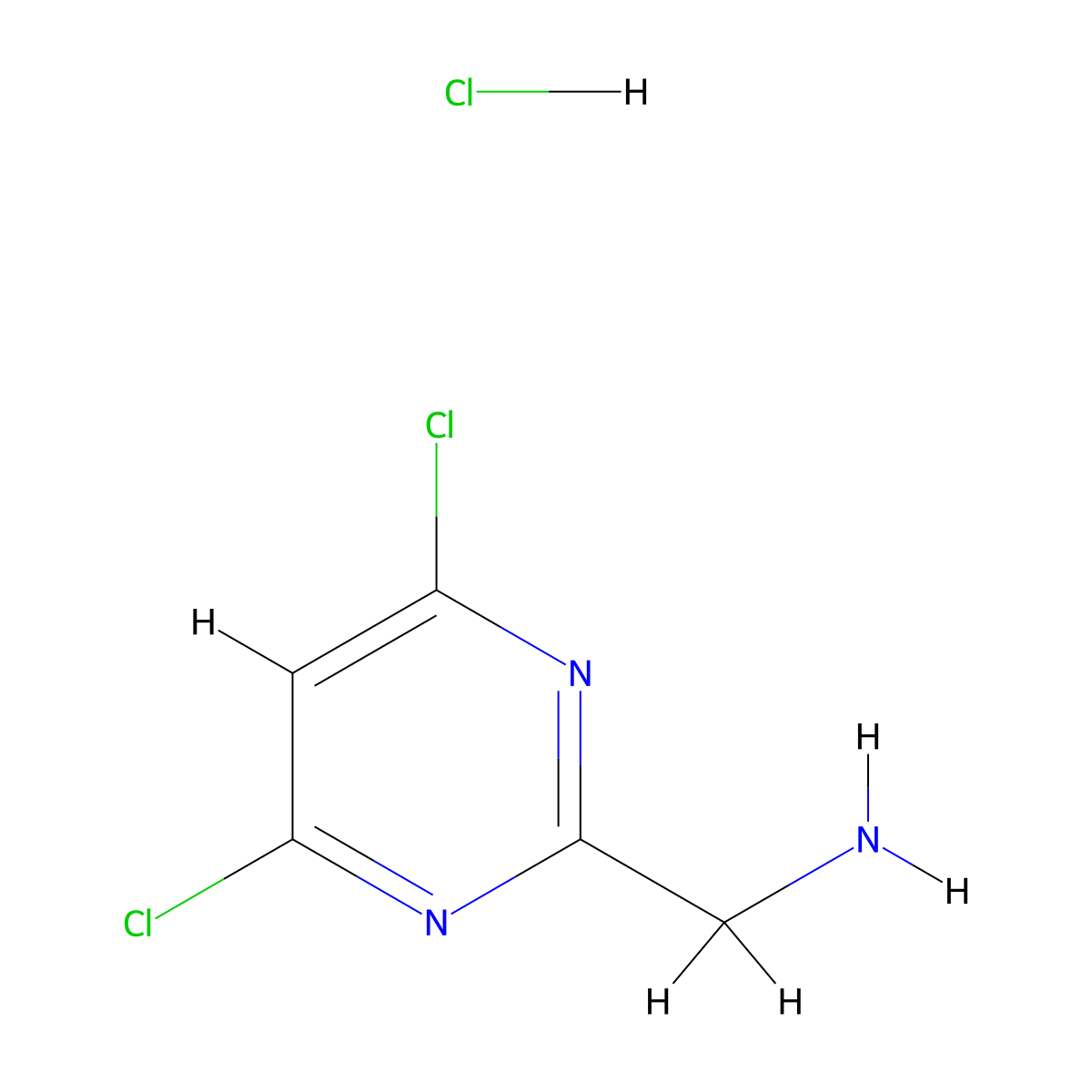 (4,6-Dichloropyrimidin-2-YL)methanamine hydrochloride molecular structure, CAS 1196152-29-0