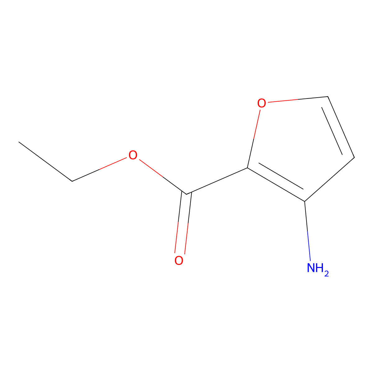Ethyl 3-aminofuran-2-carboxylate molecular structure, CAS 1196152-35-8