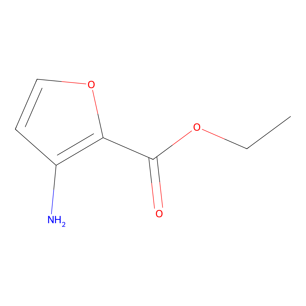 Ethyl 3-aminofuran-2-carboxylate molecular structure, CAS 1196152-35-8