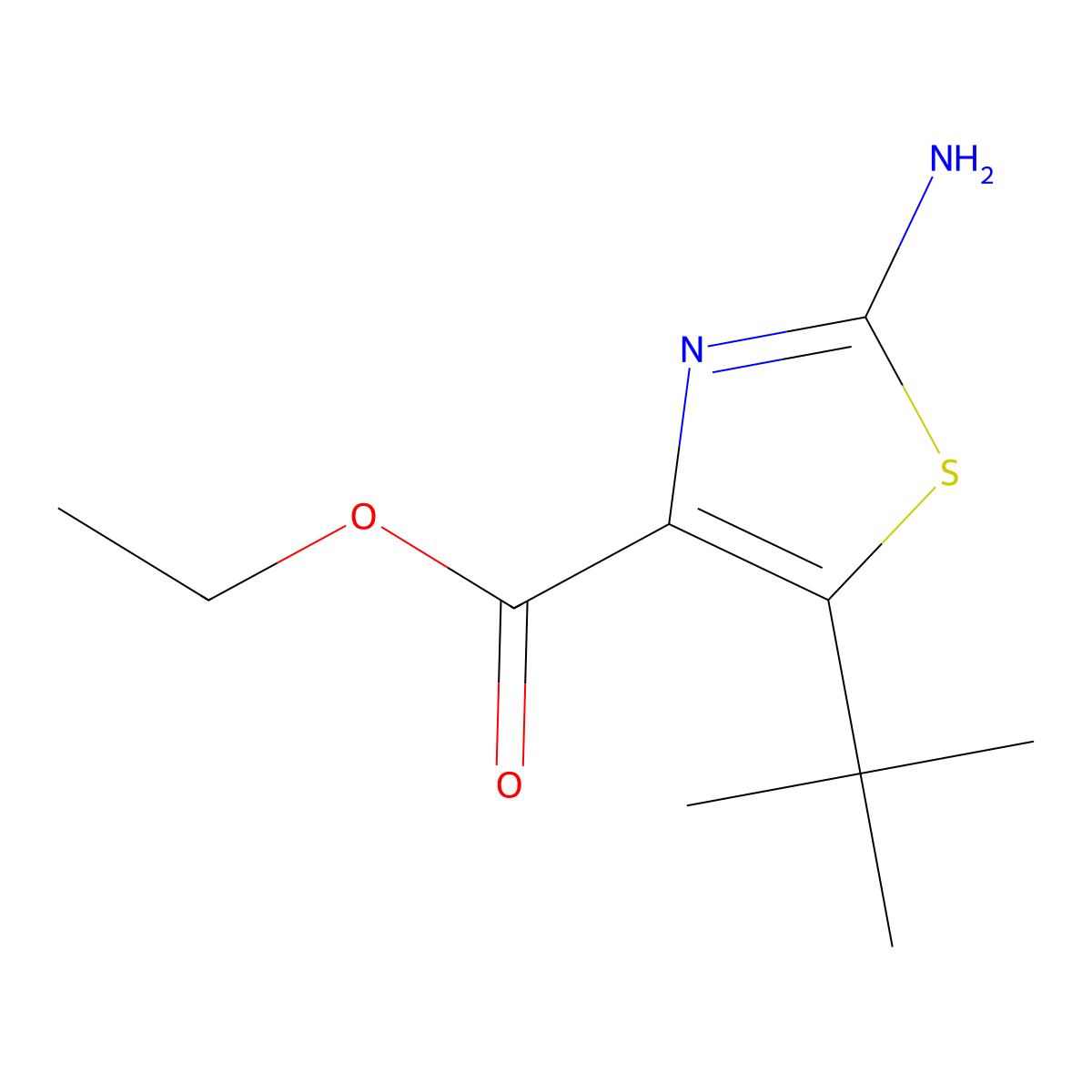 Ethyl 5-tert-butyl-2-aminothiazole-4-carboxylate molecular structure, CAS 1196152-37-0