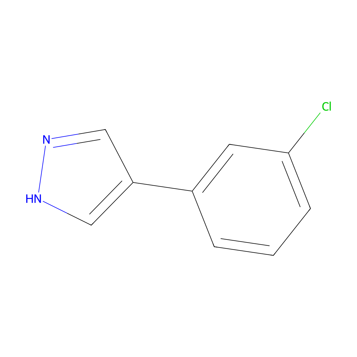 4-(3-Chlorophenyl)-1H-pyrazole molecular structure, CAS 1196152-63-2