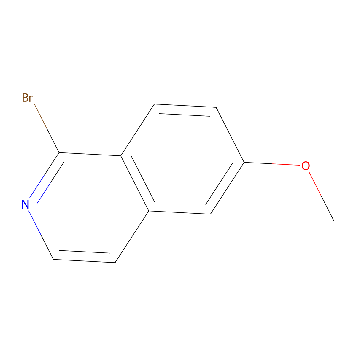 1-Bromo-6-methoxyisoquinoline molecular structure, CAS 1196152-83-6
