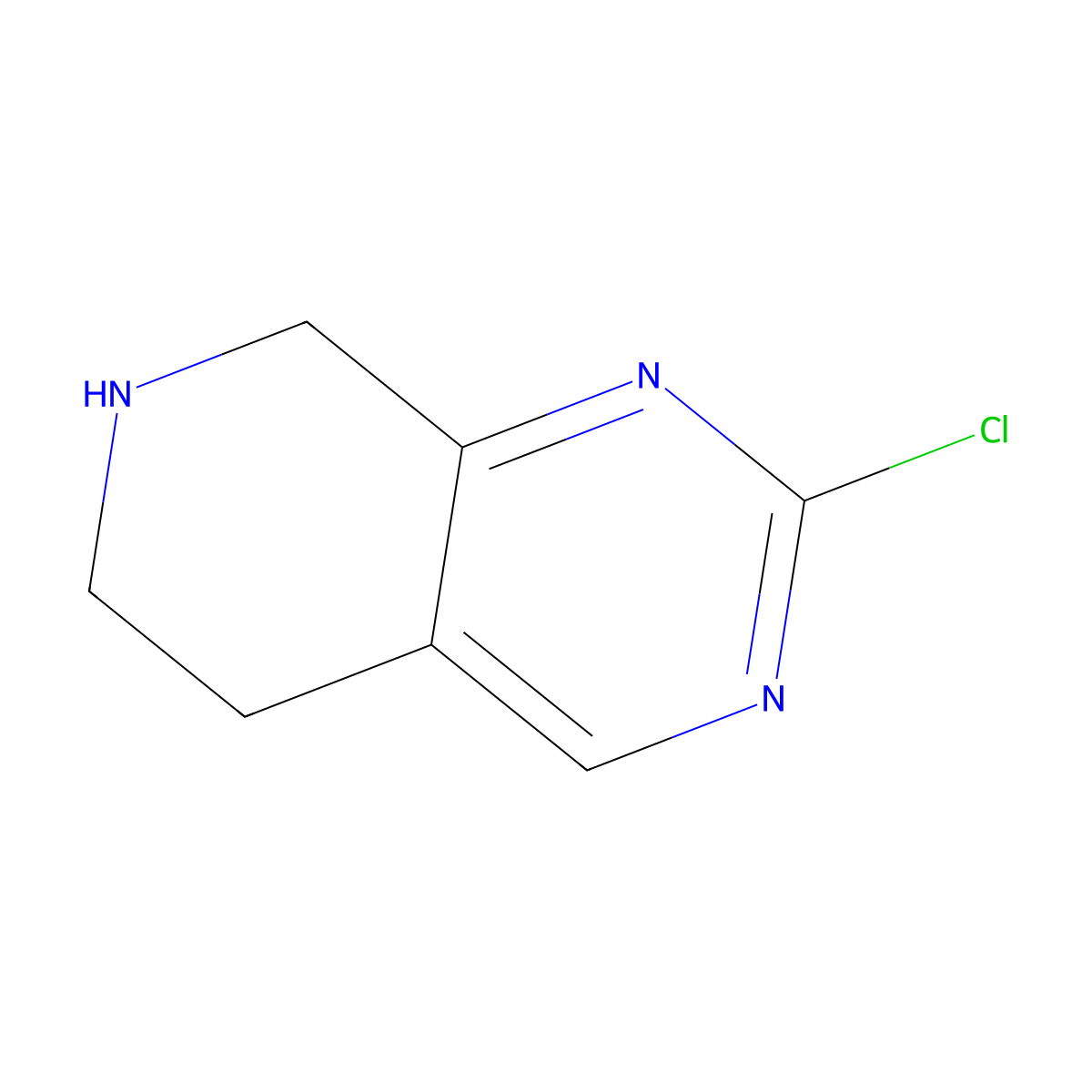 2-Chloro-5,6,7,8-tetrahydropyrido[3,4-d]pyrimidine molecular structure, CAS 1196153-06-6