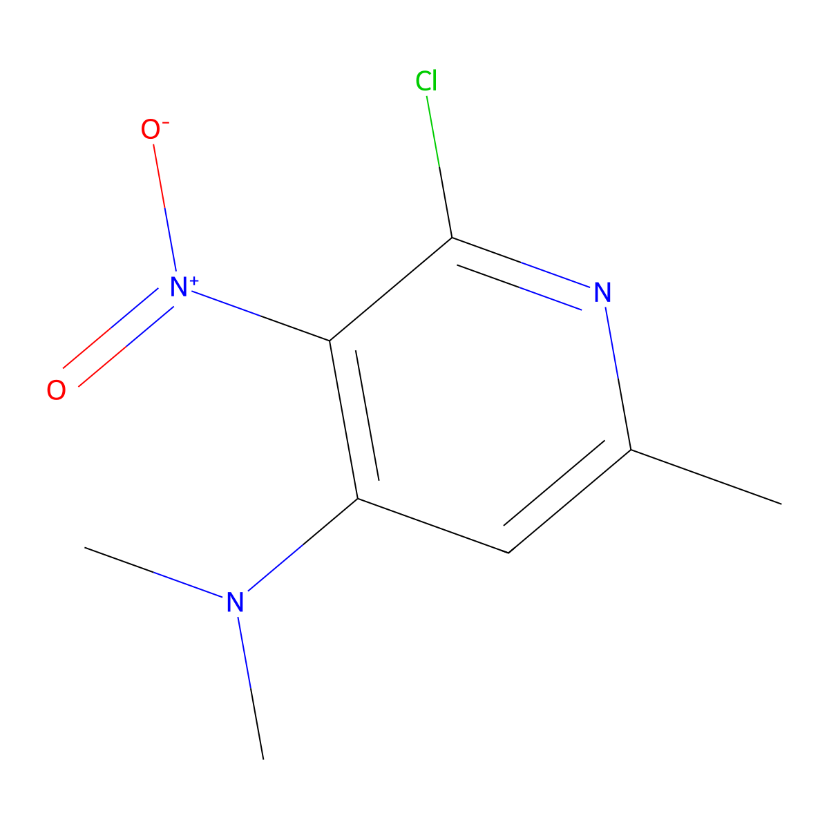 2-Chloro-N,N,6-trimethyl-3-nitropyridin-4-amine molecular structure, CAS 1196153-08-8