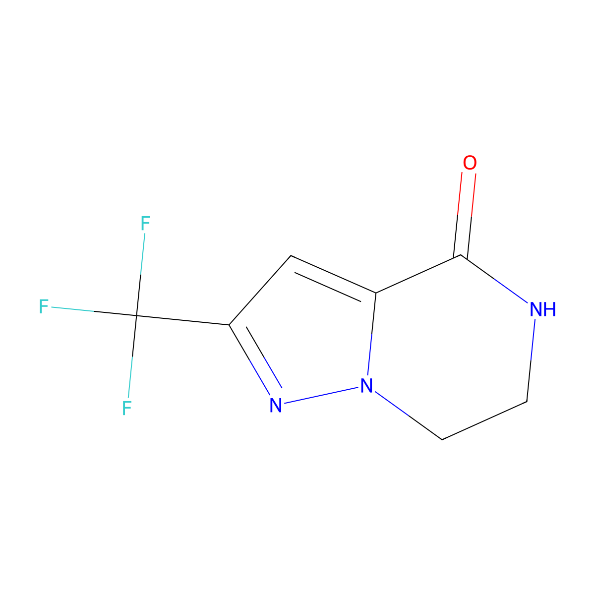 2-(trifluoromethyl)-4H,5H,6H,7H-pyrazolo(1,5-a)pyrazin-4-one molecular structure, CAS 1196153-16-8