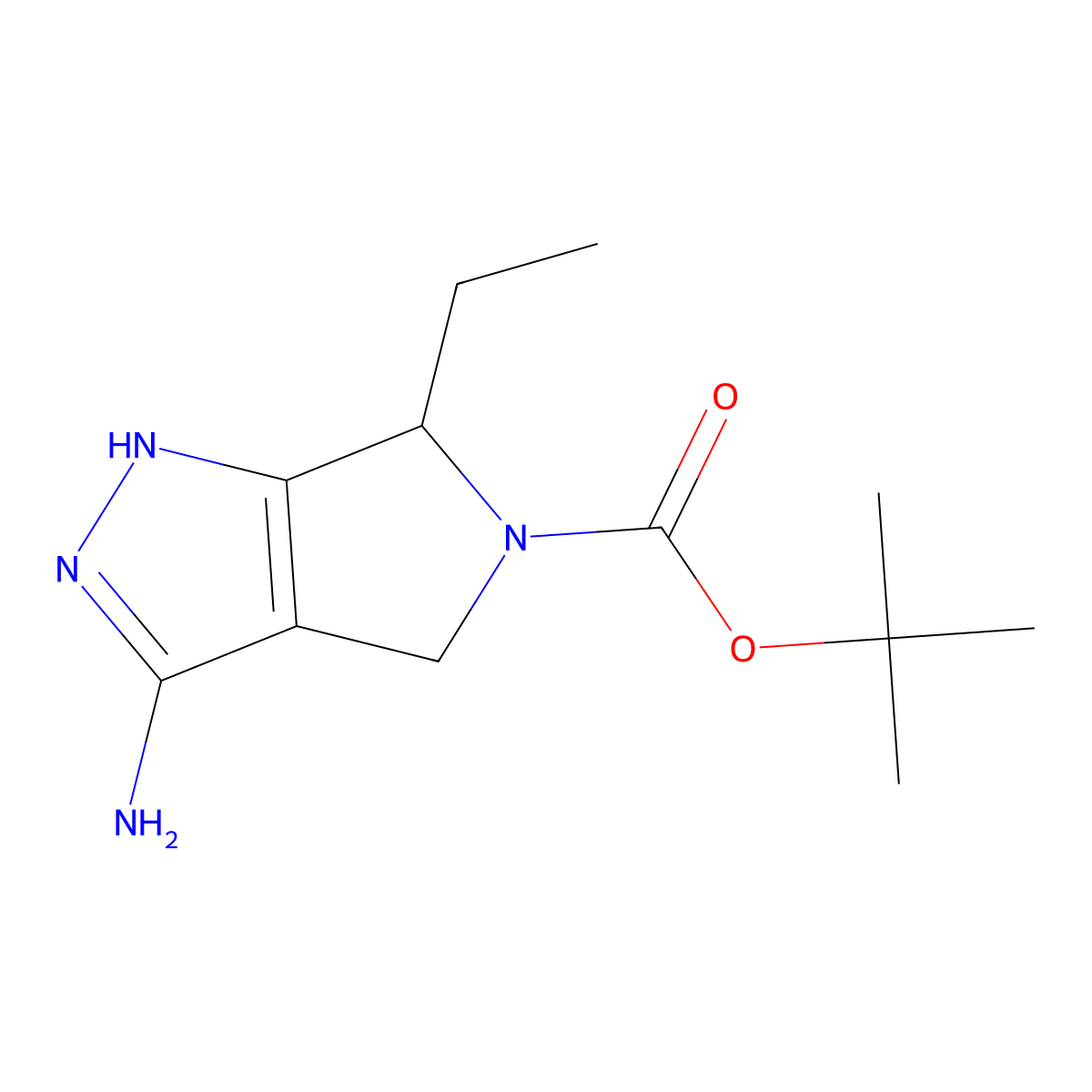 tert-butyl 3-amino-6-ethyl-4,6-dihydropyrrolo[3,4-c]pyrazole-5(1H)-carboxylate molecular structure, CAS 1196153-31-7