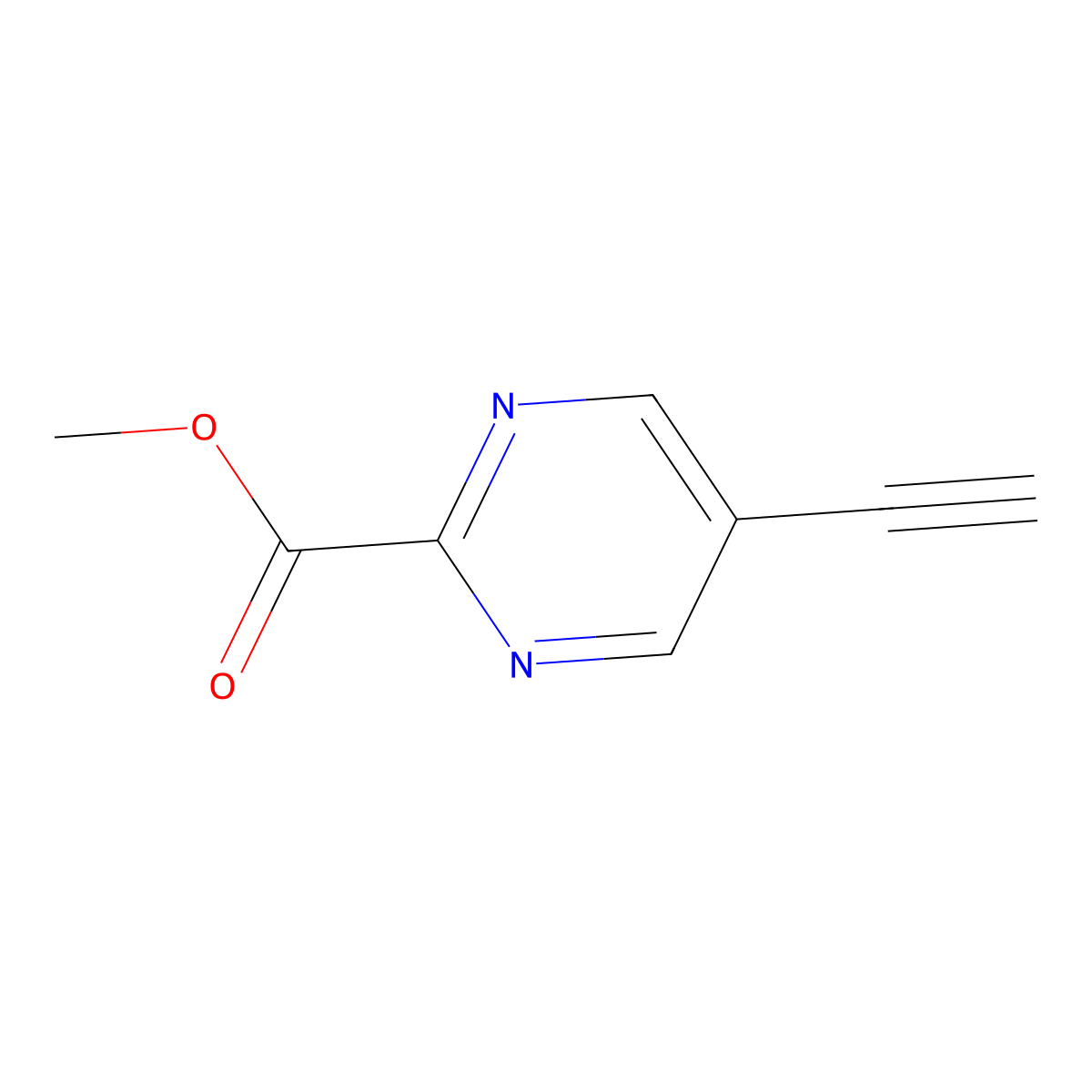 Methyl 5-ethynylpyrimidine-2-carboxylate molecular structure, CAS 1196153-35-1