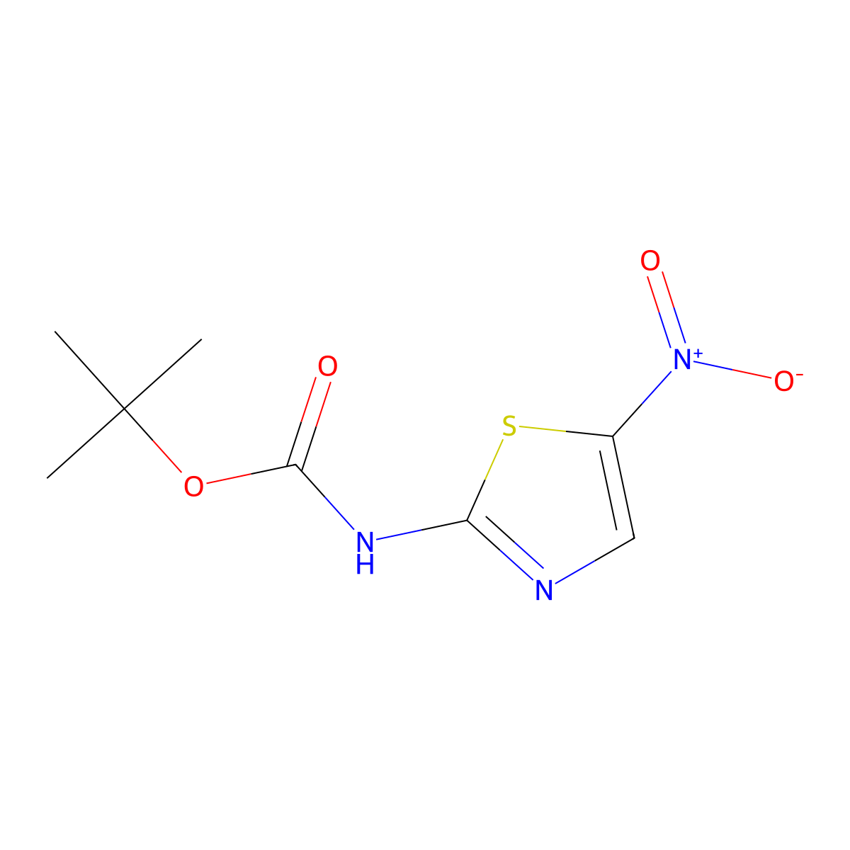 Tert-butyl 5-nitrothiazol-2-ylcarbamate molecular structure, CAS 1196153-47-5