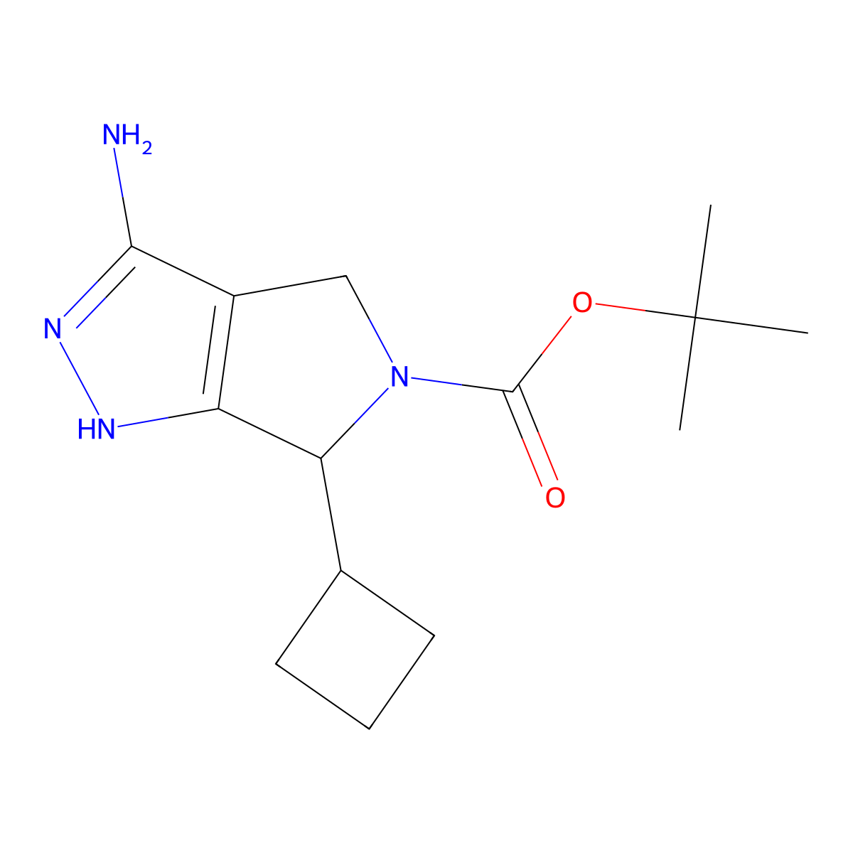 Tert-butyl 3-amino-6-cyclobutyl-4,6-dihydropyrrolo[3,4-C]pyrazole-5(1H)-carboxylate molecular structure, CAS 1196153-51-1