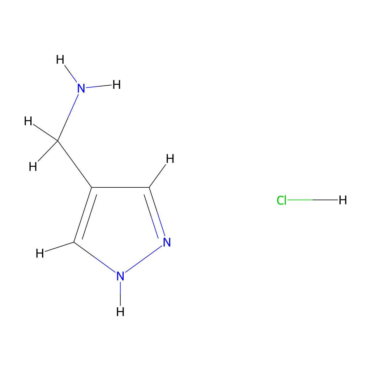 (1H-Pyrazol-4-yl)methanamine hydrochloride molecular structure, CAS 1196153-79-3