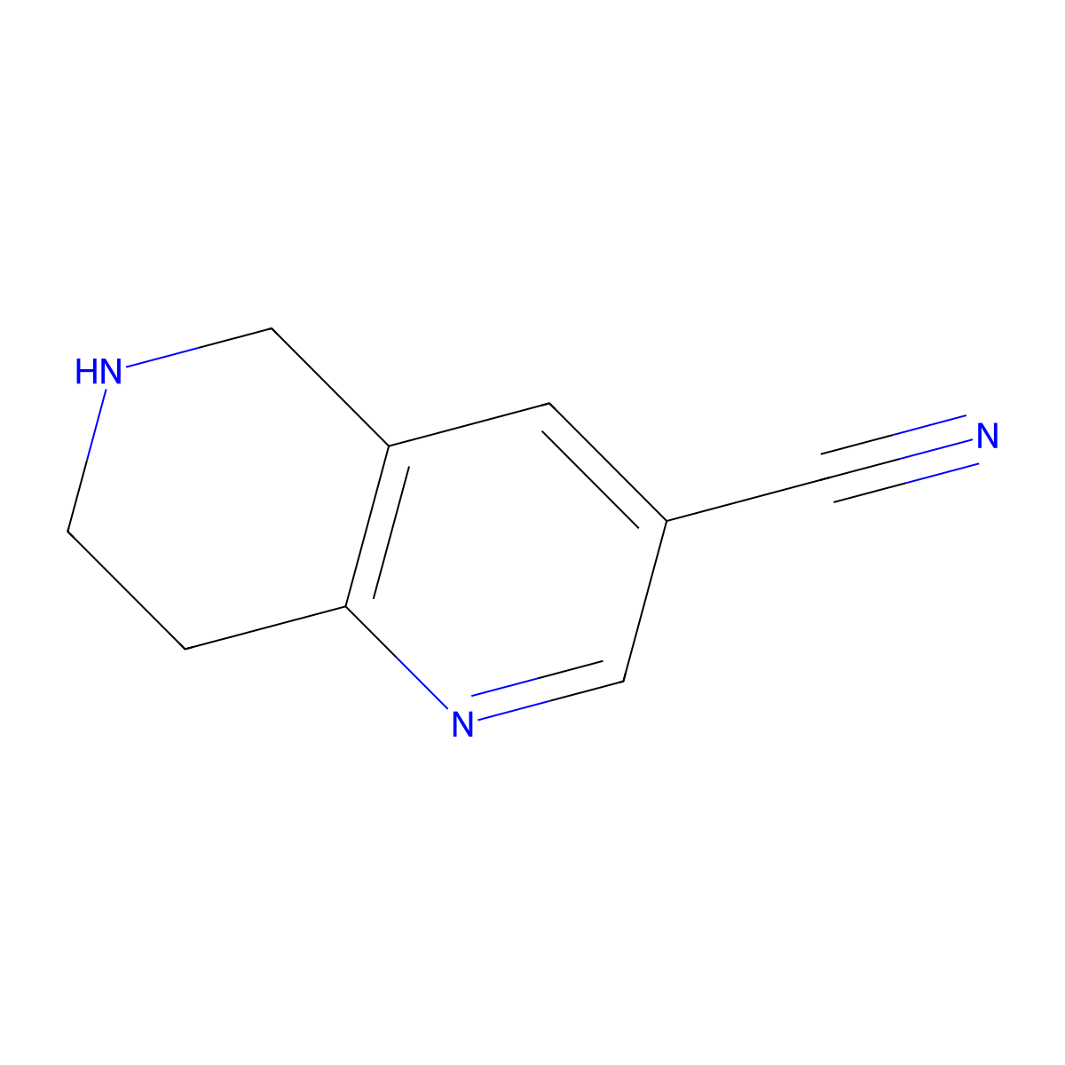 5,6,7,8-Tetrahydro-1,6-naphthyridine-3-carbonitrile molecular structure, CAS 1196153-92-0