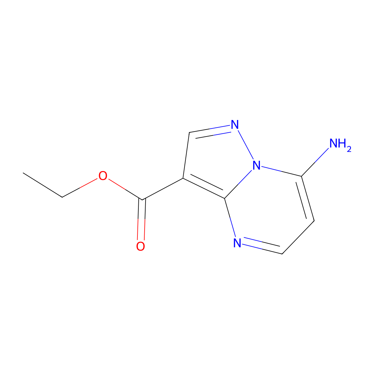 Ethyl 7-aminopyrazolo(1,5-a)pyrimidine-3-carboxylate molecular structure, CAS 1196153-97-5
