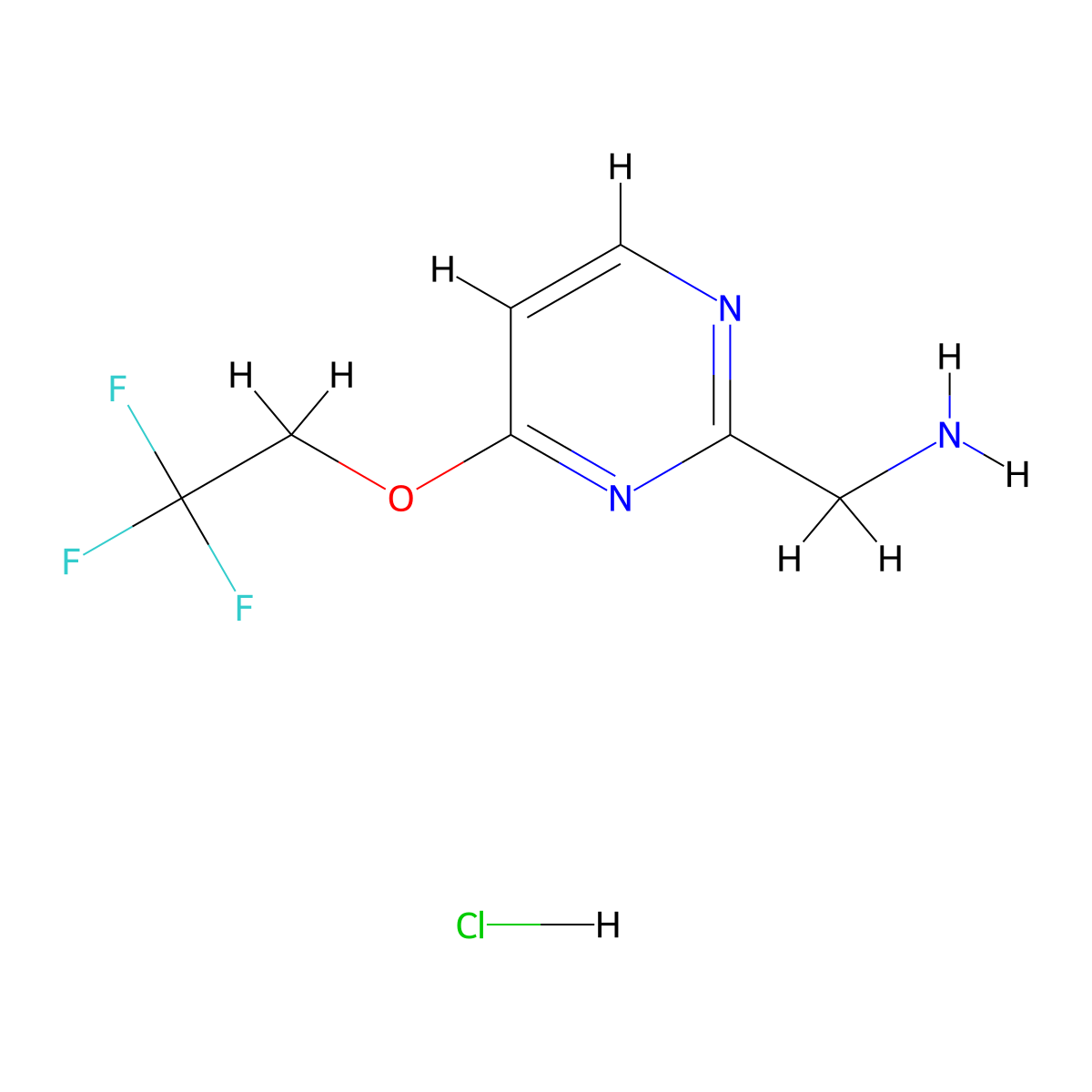(4-(2,2,2-Trifluoroethoxy)pyrimidin-2-YL)methanamine hydrochloride molecular structure, CAS 1196154-15-0
