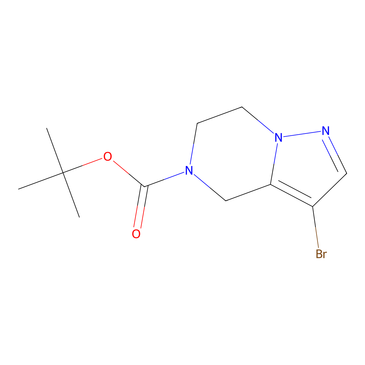 3-Bromo-6,7-dihydro-4H-pyrazolo(1,5-a)pyrazine-5-carboxylic acid tert-butyl ester molecular structure, CAS 1196154-25-2