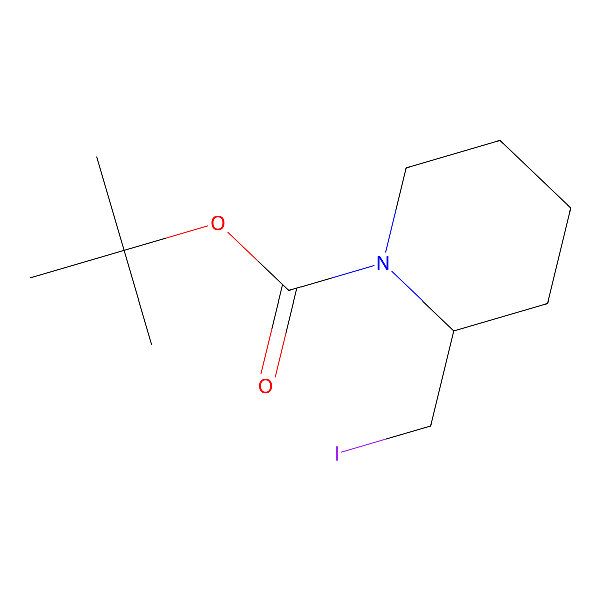 tert-Butyl 2-(iodomethyl)piperidine-1-carboxylate molecular structure, CAS 1196154-26-3