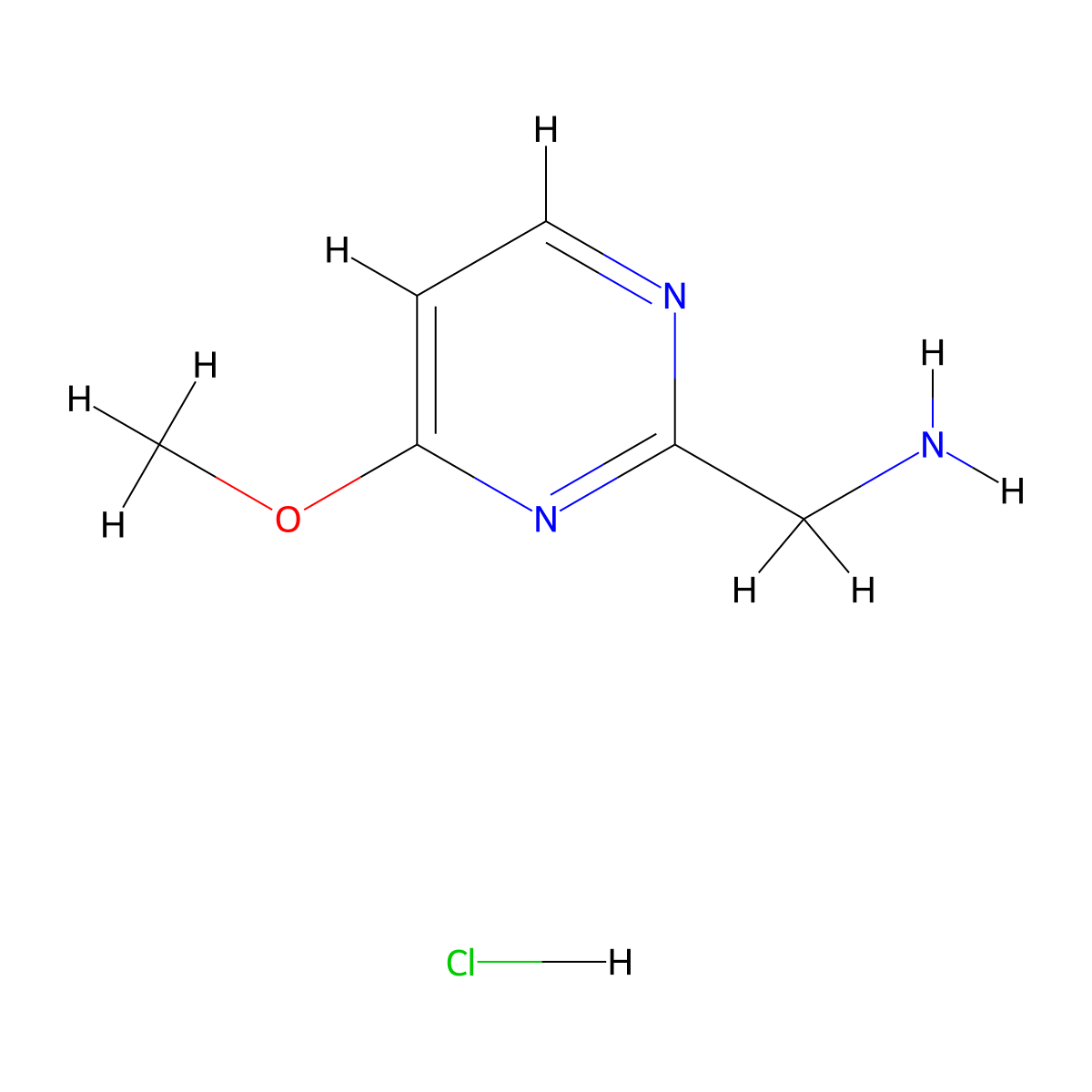 (4-Methoxypyrimidin-2-yl)methanamine hydrochloride molecular structure, CAS 1196154-28-5