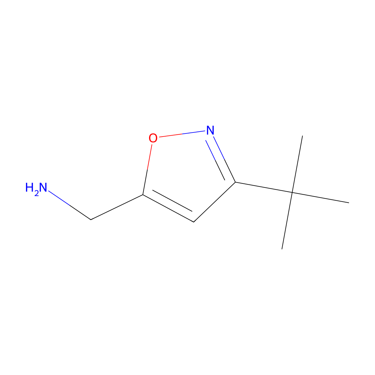 (3-Tert-butyl-1,2-oxazol-5-yl)methanamine molecular structure, CAS 1196154-38-7