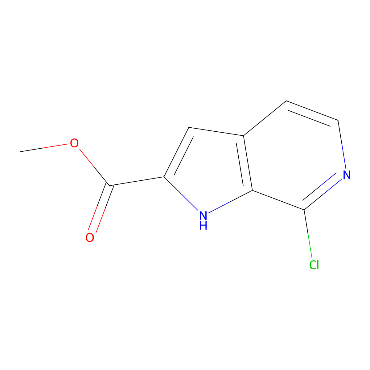 Methyl 7-chloro-1H-pyrrolo[2,3-C]pyridine-2-carboxylate molecular structure, CAS 1196154-40-1