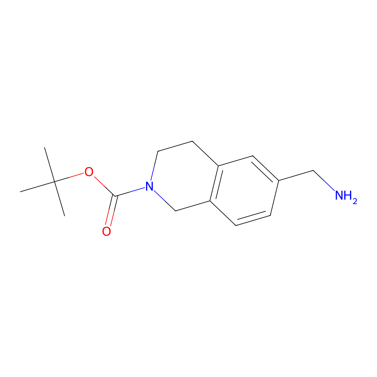 Tert-butyl 6-(aminomethyl)-1,2,3,4-tetrahydroisoquinoline-2-carboxylate molecular structure, CAS 1196154-55-8