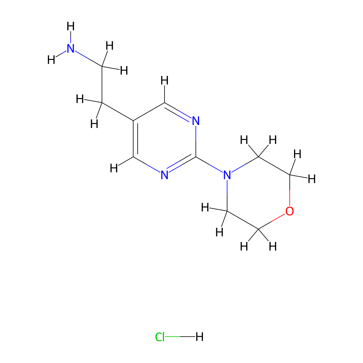 2-(2-Morpholinopyrimidin-5-YL)ethanamine hydrochloride molecular structure, CAS 1196154-56-9