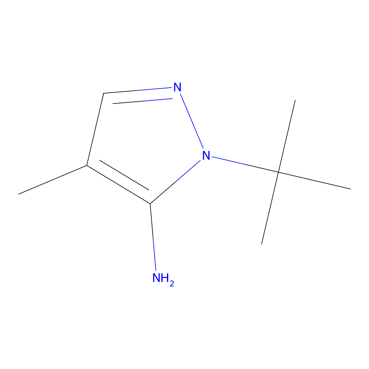 1-(tert-butyl)-4-methyl-1H-pyrazol-5-amine molecular structure, CAS 1196154-67-2