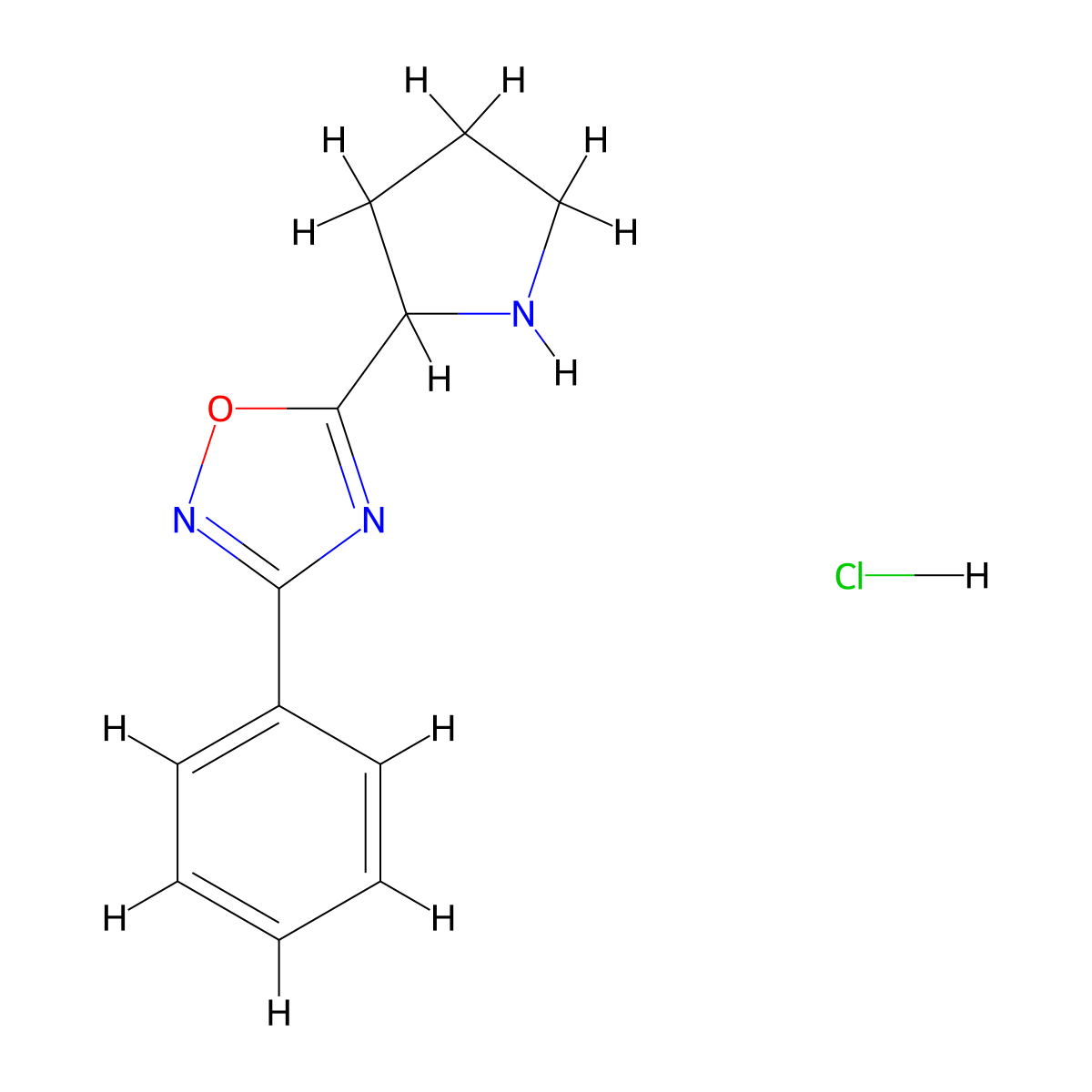 3-Phenyl-5-(pyrrolidin-2-YL)-1,2,4-oxadiazole hydrochloride molecular structure, CAS 1196154-72-9