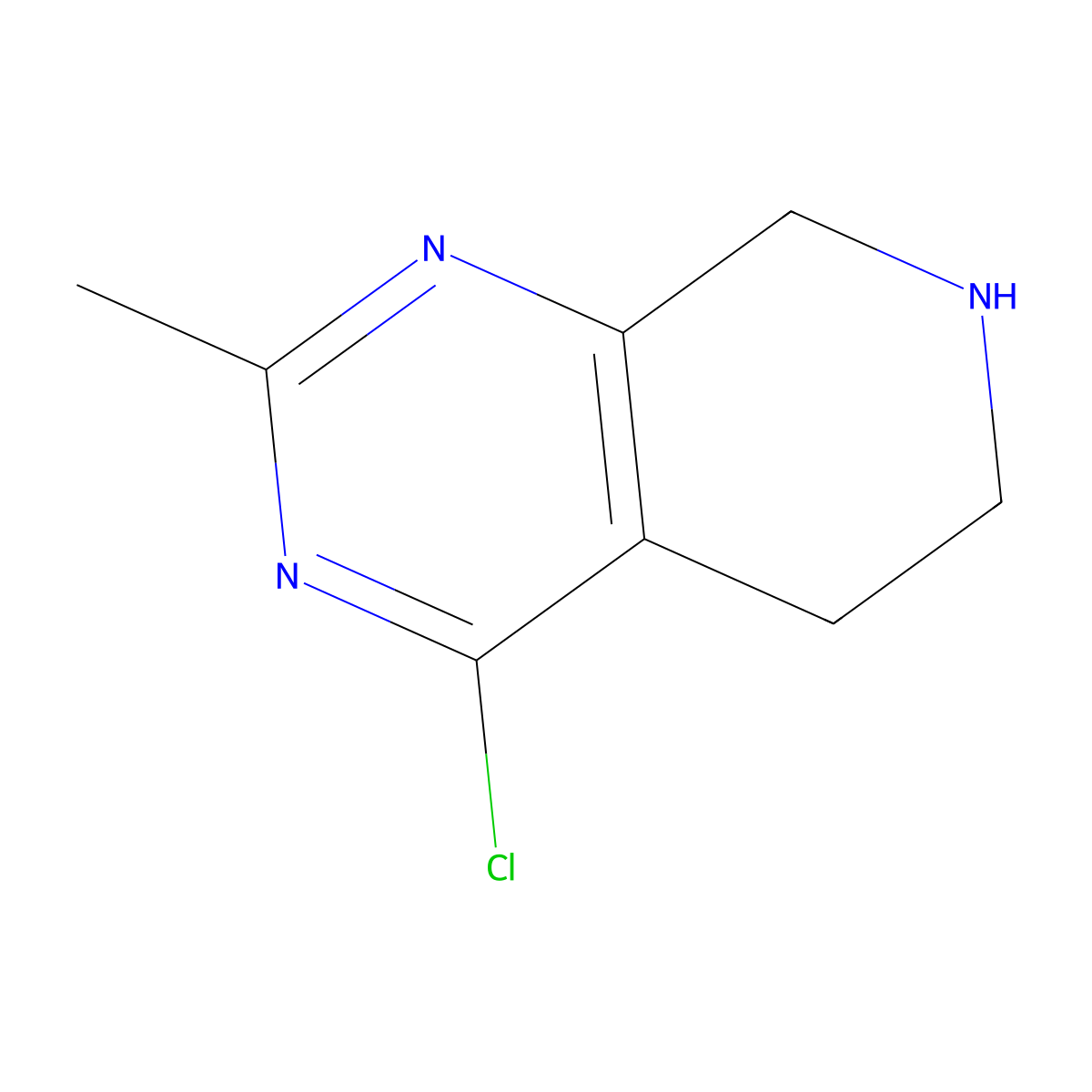 4-Chloro-2-methyl-5,6,7,8-tetrahydropyrido[3,4-D]pyrimidine molecular structure, CAS 1196155-12-0