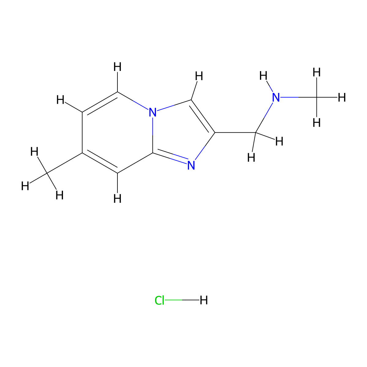 N-Methyl-1-(7-methylimidazo[1,2-A]pyridin-2-YL)methanamine hydrochloride molecular structure, CAS 1196155-20-0