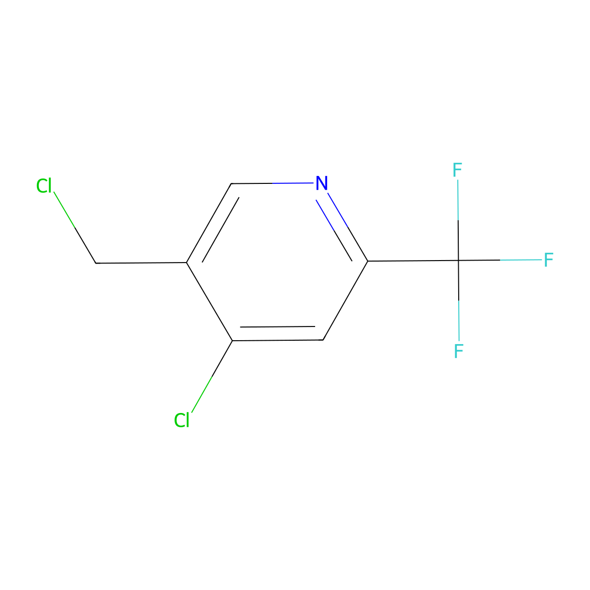 4-Chloro-5-(chloromethyl)-2-(trifluoromethyl)pyridine molecular structure, CAS 1196155-41-5