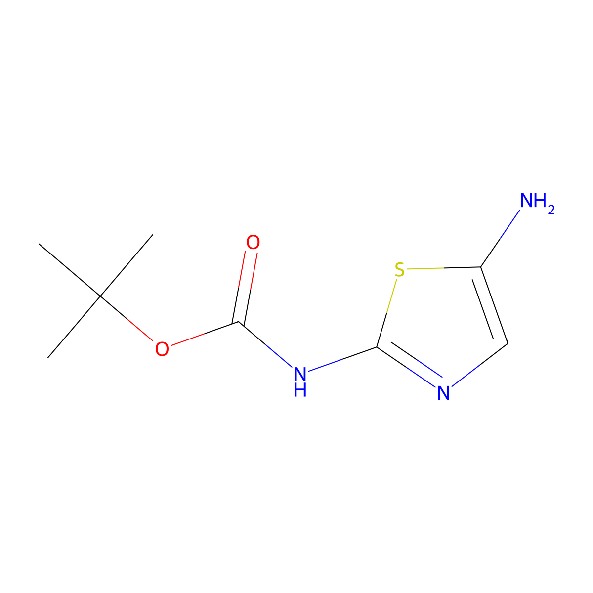 tert-Butyl (5-aminothiazol-2-yl)carbamate molecular structure, CAS 1196155-57-3