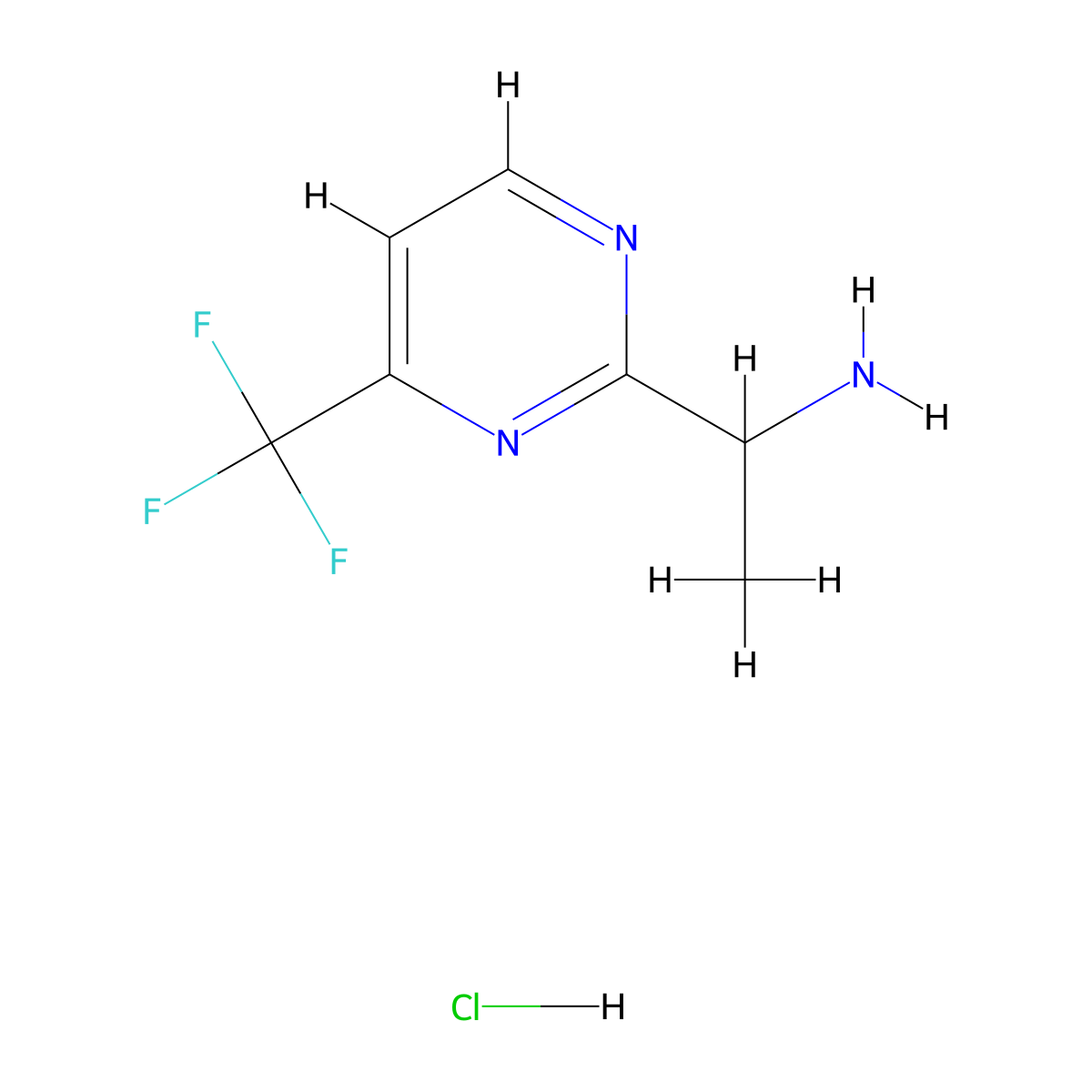 1-(4-(Trifluoromethyl)pyrimidin-2-YL)ethanamine hydrochloride molecular structure, CAS 1196155-62-0