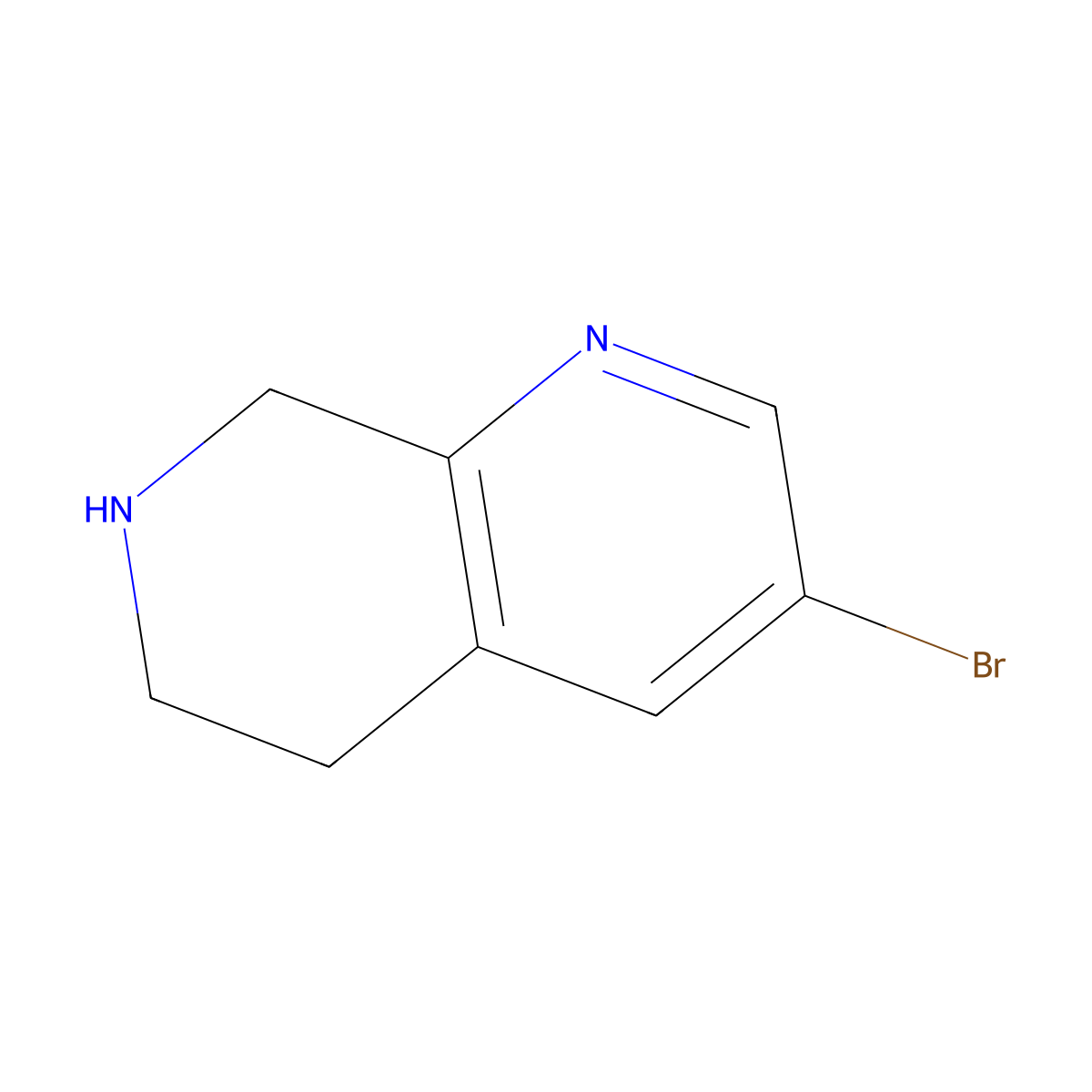 3-Bromo-5,6,7,8-tetrahydro-1,7-naphthyridine molecular structure, CAS 1196156-01-0