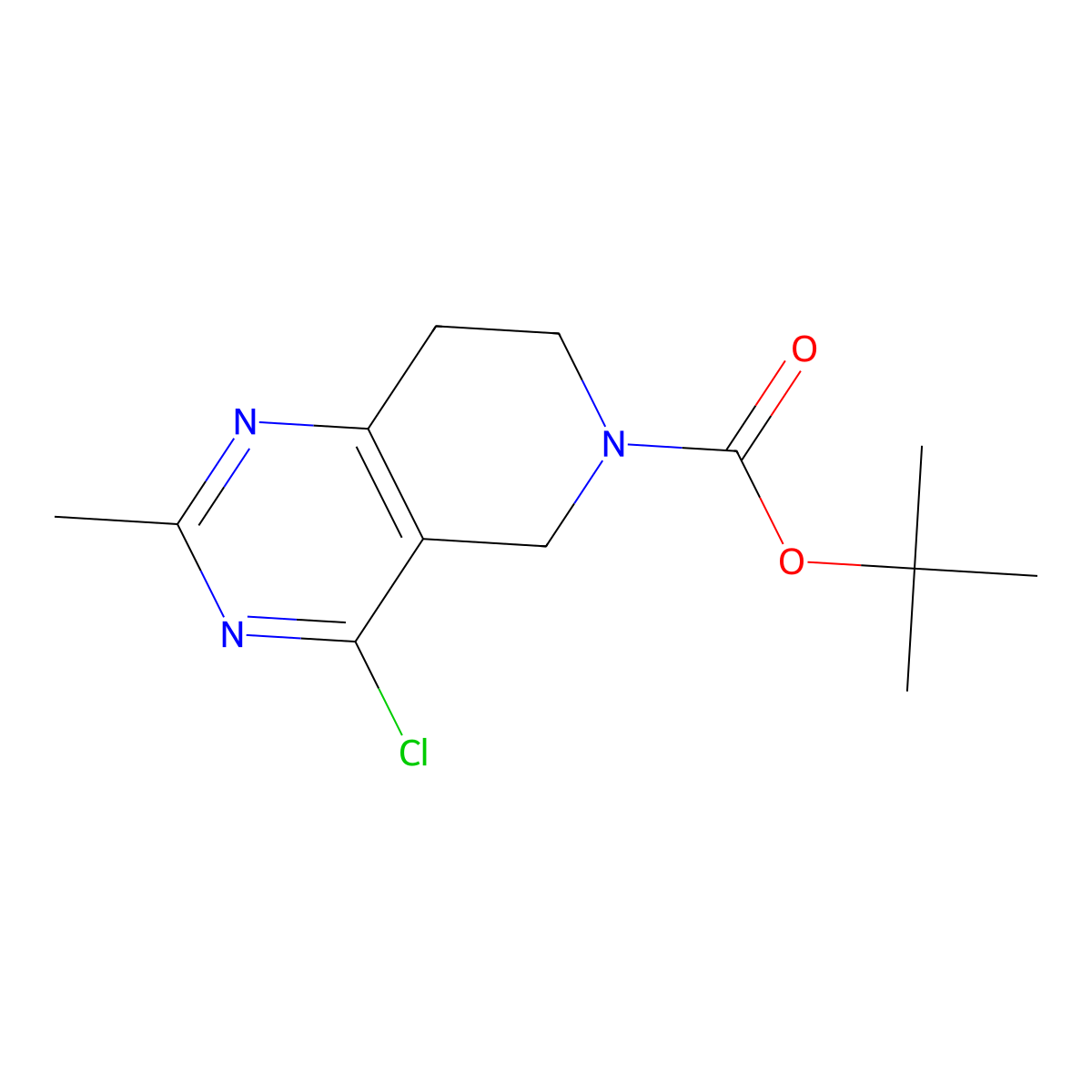 Tert-butyl 4-chloro-2-methyl-7,8-dihydropyrido[4,3-D]pyrimidine-6(5H)-carboxylate molecular structure, CAS 1196156-04-3