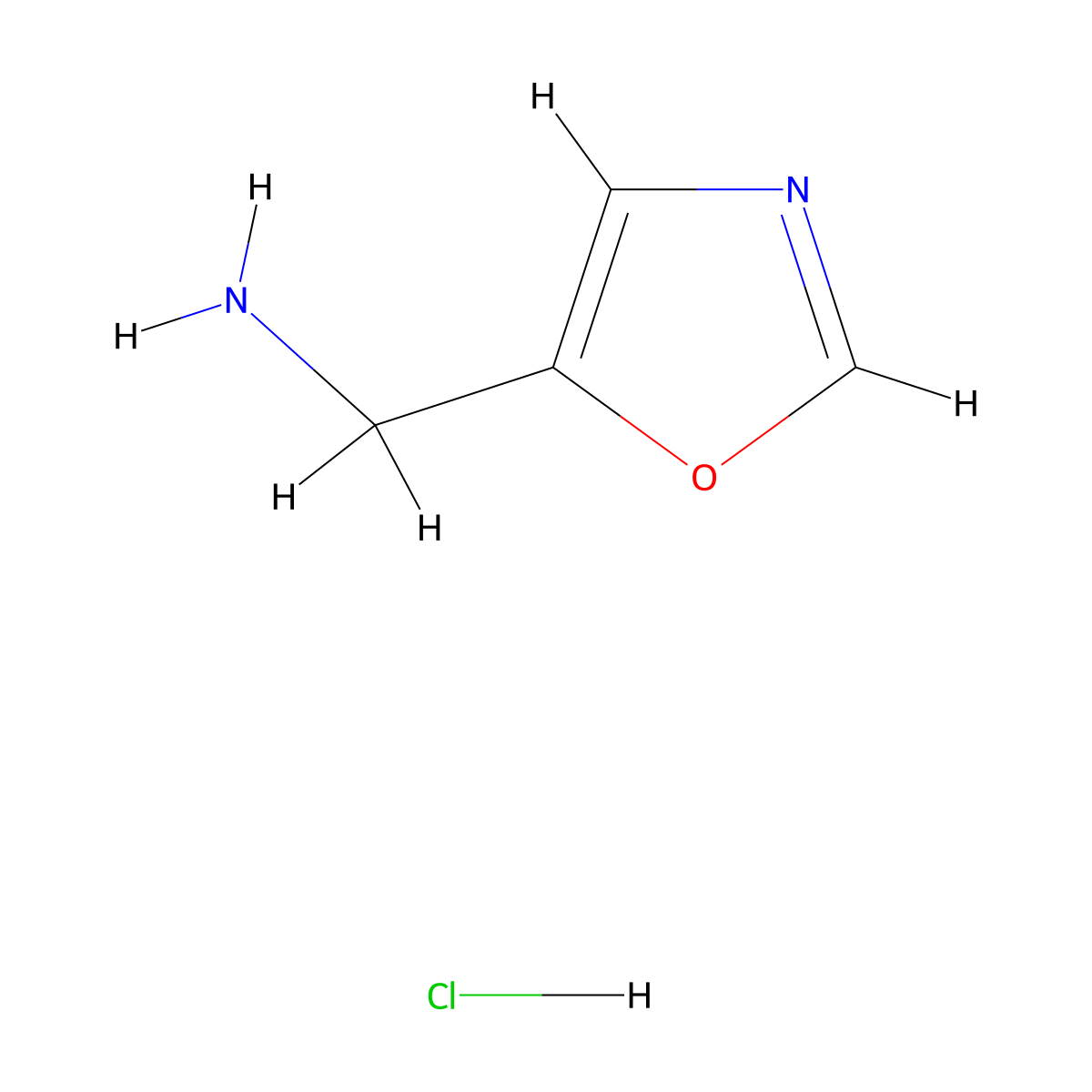 (1,3-Oxazol-5-yl)methanamine hydrochloride molecular structure, CAS 1196156-45-2