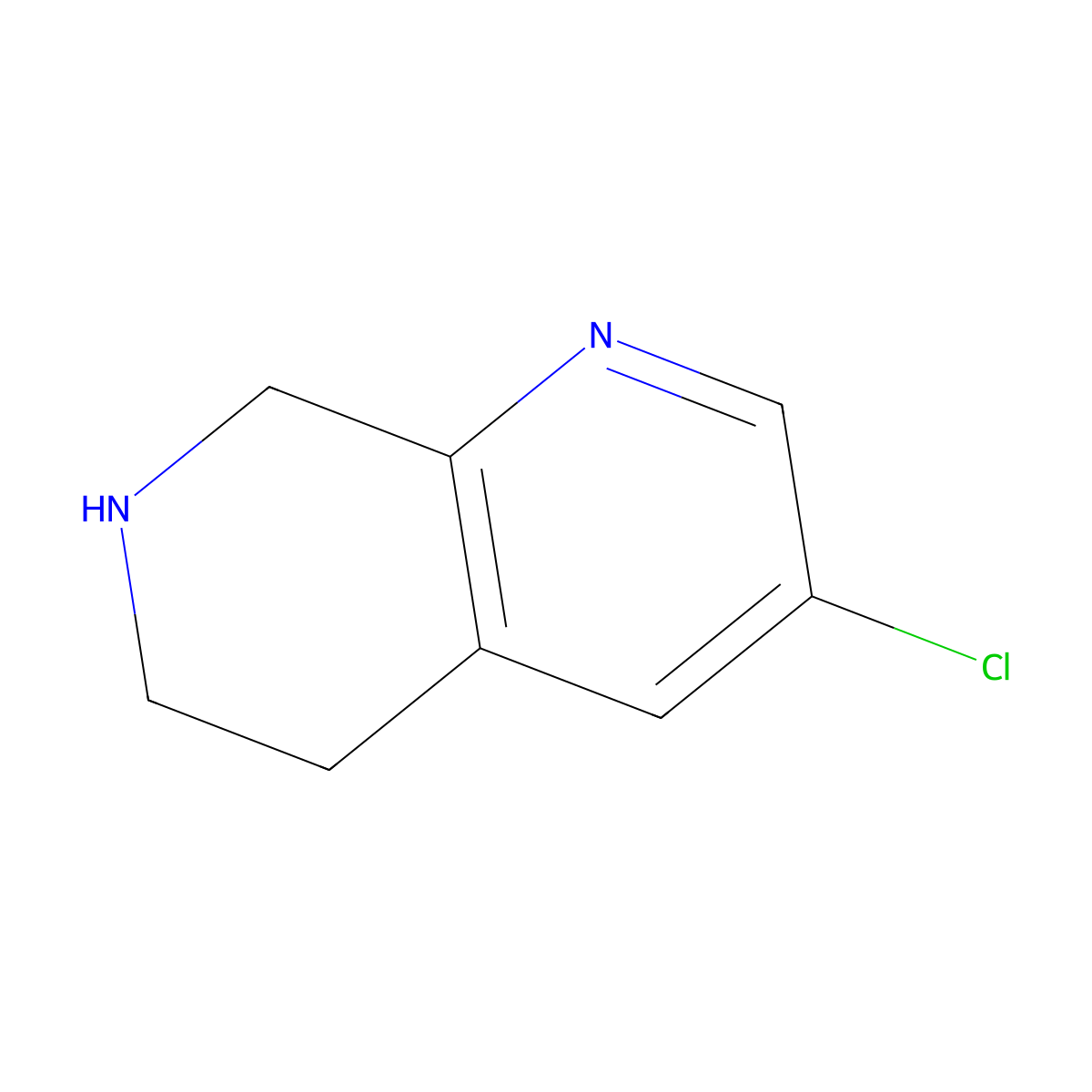 3-Chloro-5,6,7,8-tetrahydro-1,7-naphthyridine molecular structure, CAS 1196156-56-5
