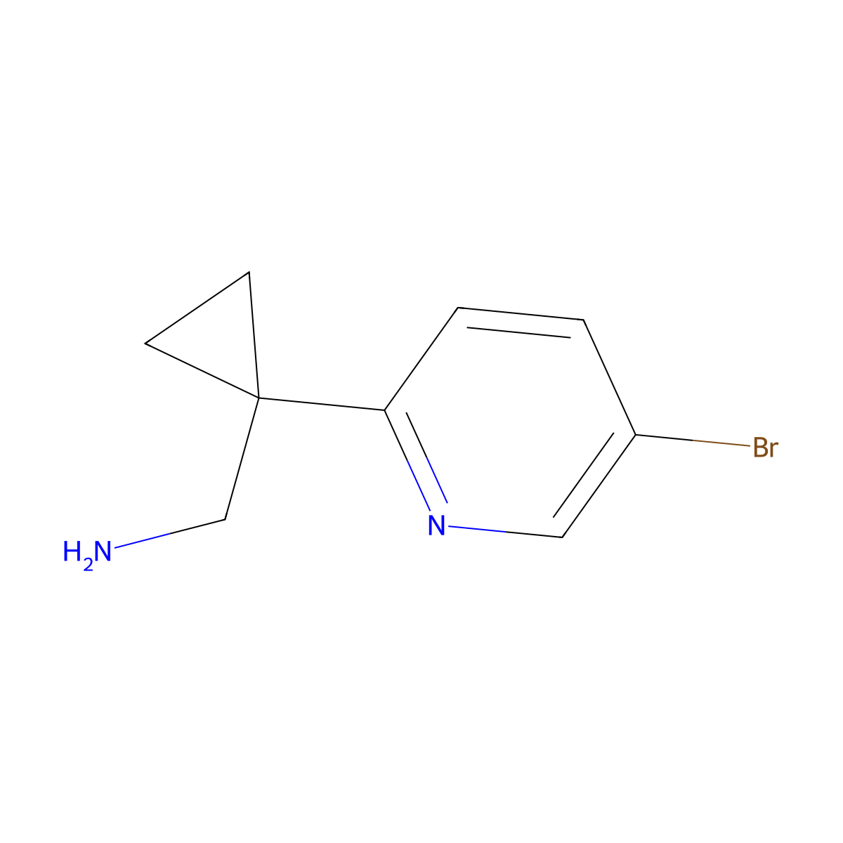 (1-(5-Bromopyridin-2-YL)cyclopropyl)methanamine molecular structure, CAS 1196156-83-8
