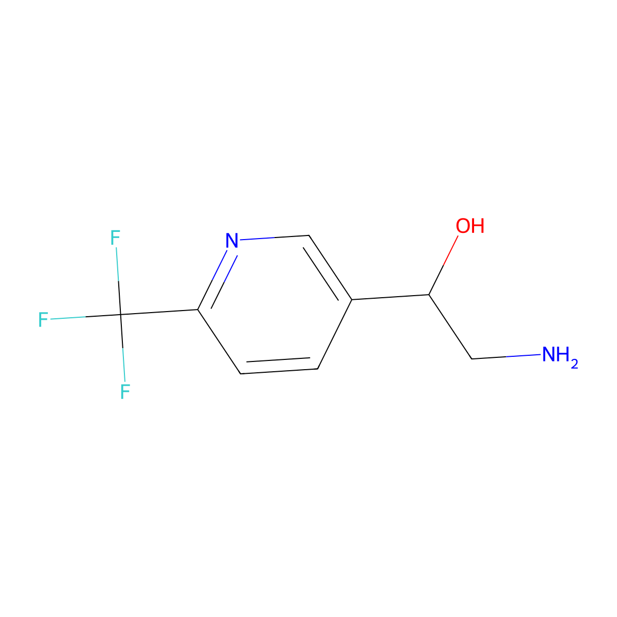 2-Amino-1-(6-(trifluoromethyl)pyridin-3-YL)ethanol molecular structure, CAS 1196156-87-2