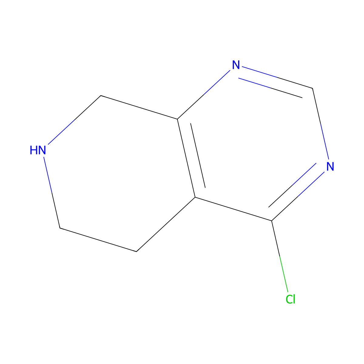 4-Chloro-5,6,7,8-tetrahydropyrido[3,4-d]pyrimidine molecular structure, CAS 1196157-06-8