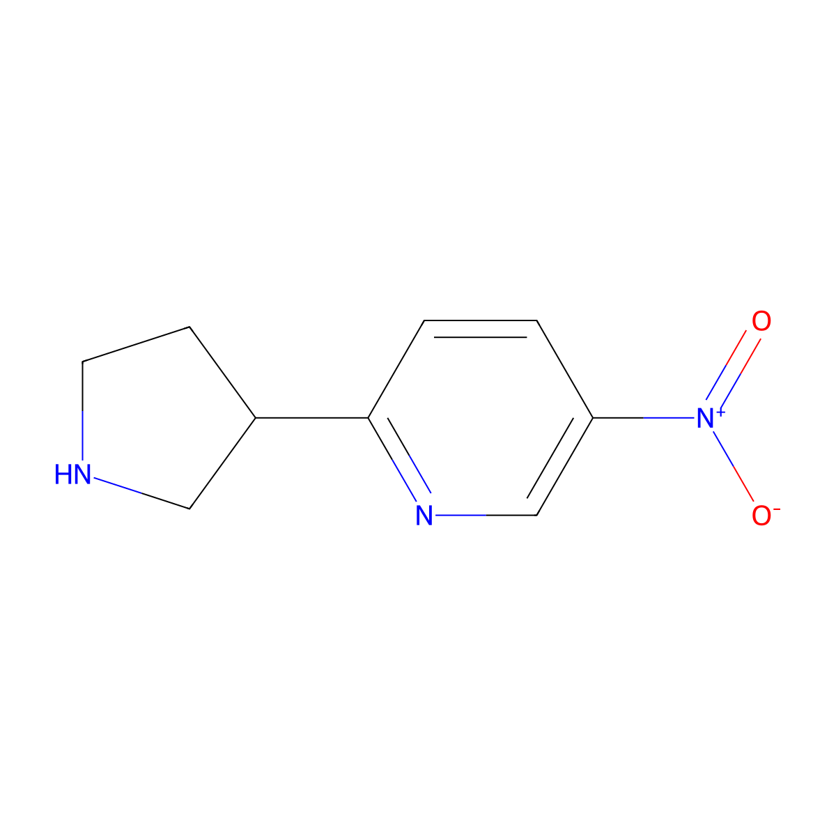 5-Nitro-2-(pyrrolidin-3-YL)pyridine molecular structure, CAS 1196157-09-1