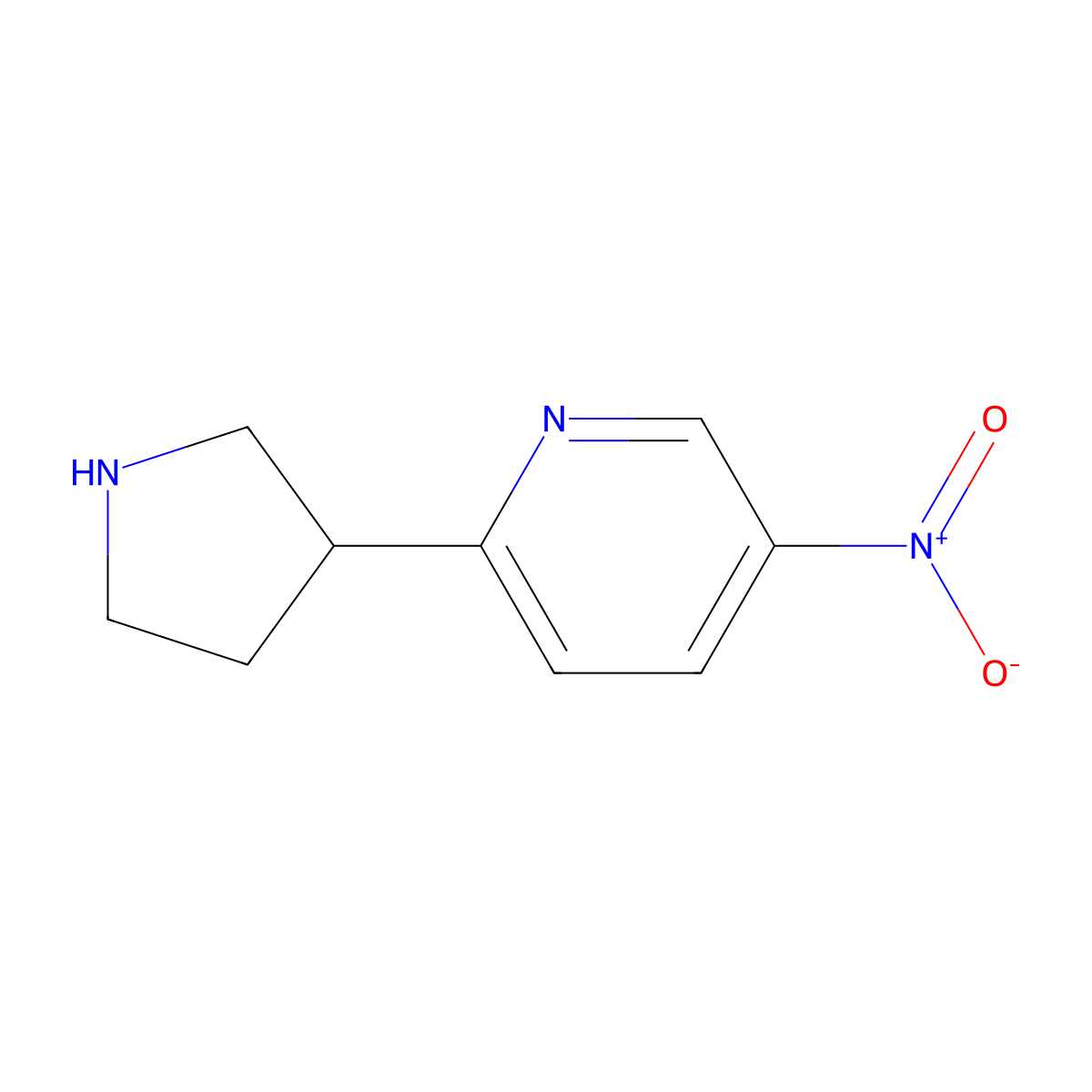 5-Nitro-2-(pyrrolidin-3-YL)pyridine molecular structure, CAS 1196157-09-1