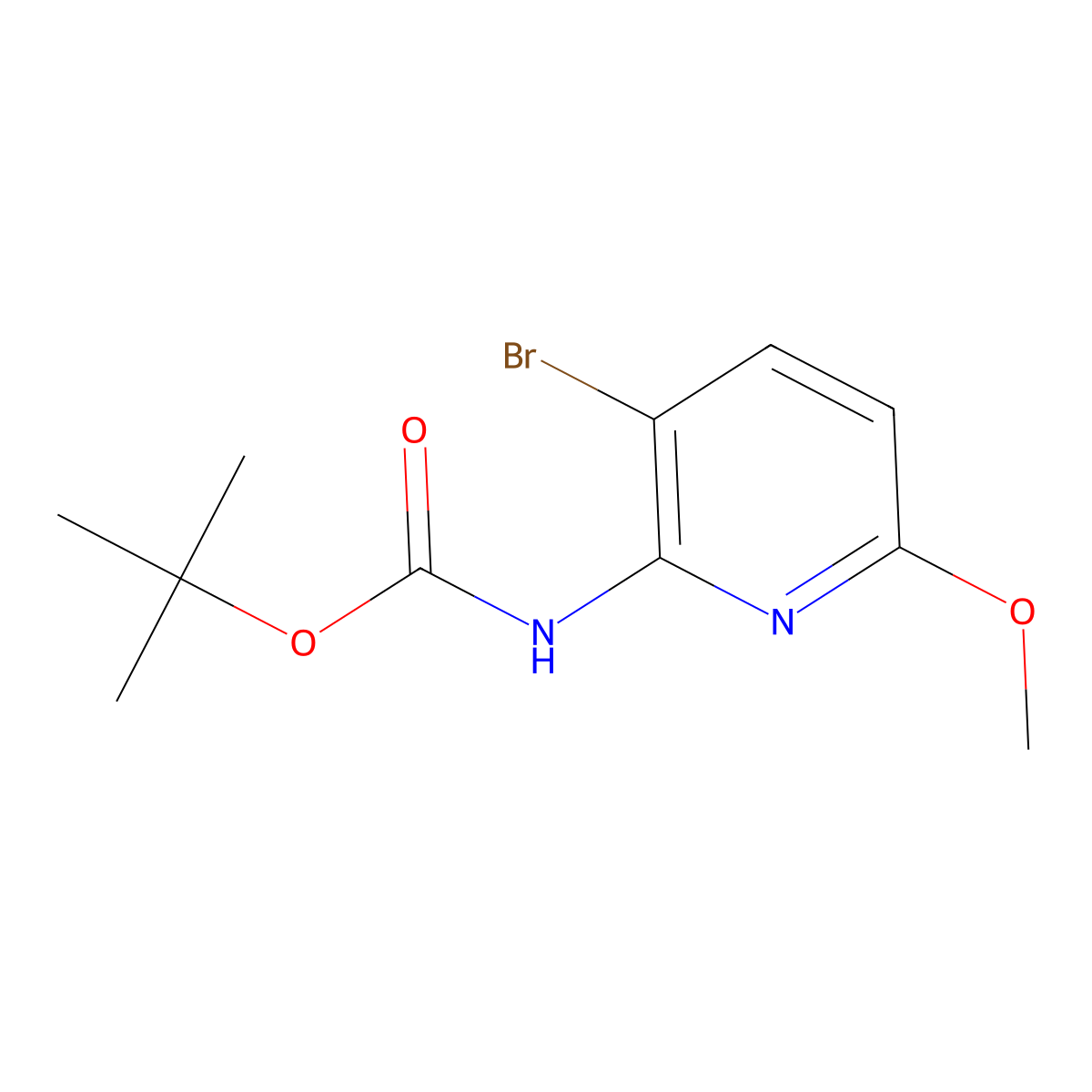 Tert-butyl 3-bromo-6-methoxypyridin-2-ylcarbamate molecular structure, CAS 1196157-15-9