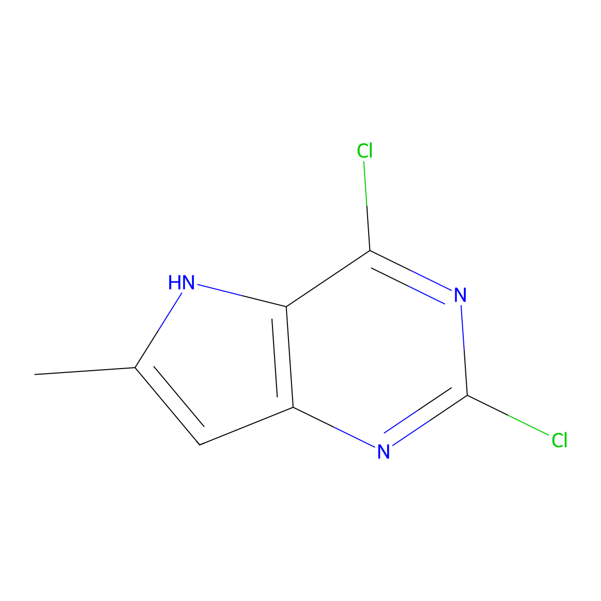 2,4-dichloro-6-methyl-5H-pyrrolo[3,2-d]pyrimidine molecular structure, CAS 1196157-27-3