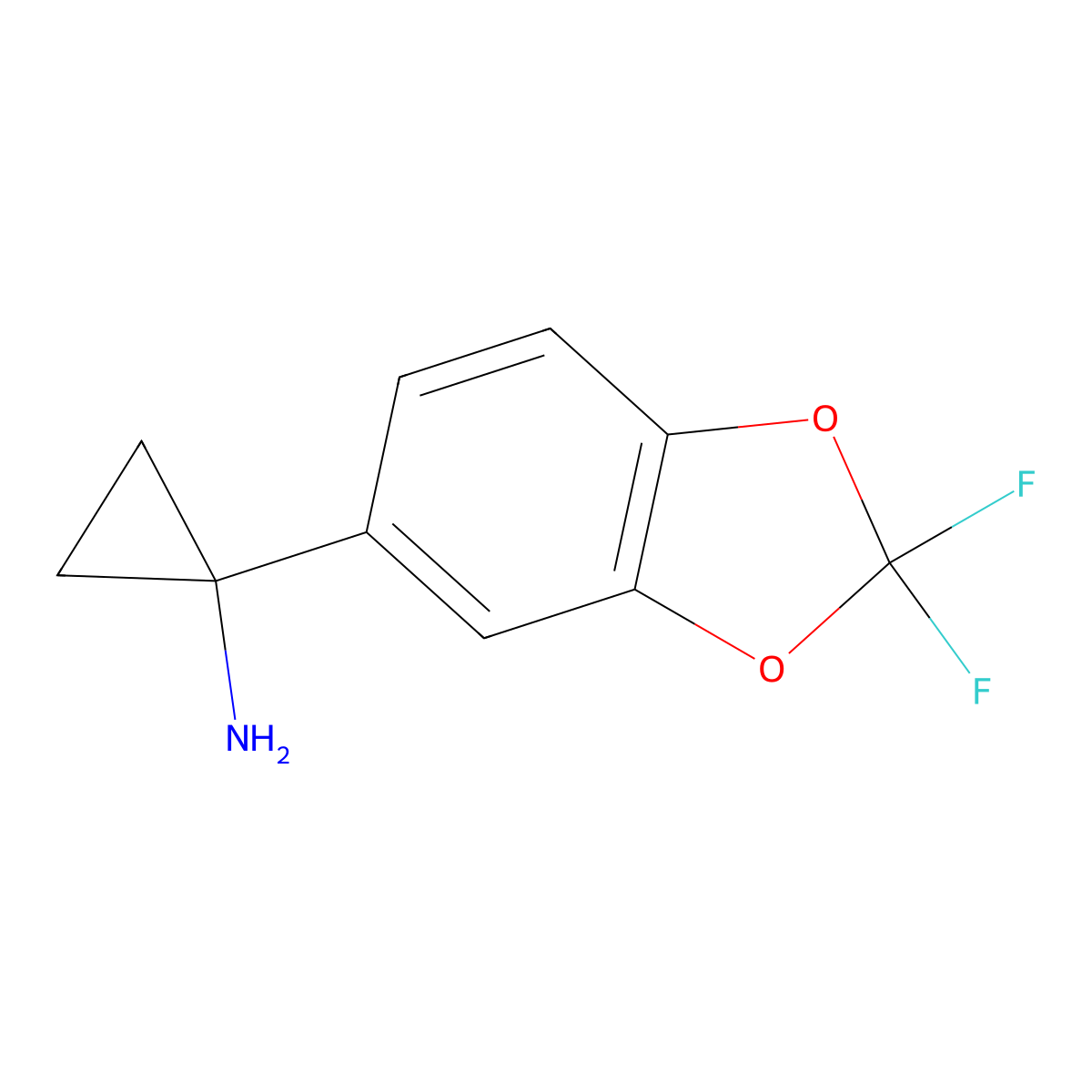 1-(2,2-Difluorobenzo[D][1,3]dioxol-5-YL)cyclopropanamine molecular structure, CAS 1196157-40-0