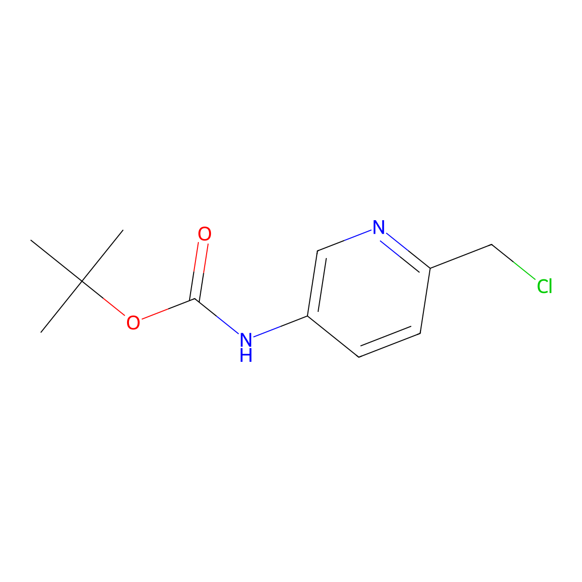 tert-butyl N-(6-(chloromethyl)pyridin-3-yl)carbamate molecular structure, CAS 1196157-44-4