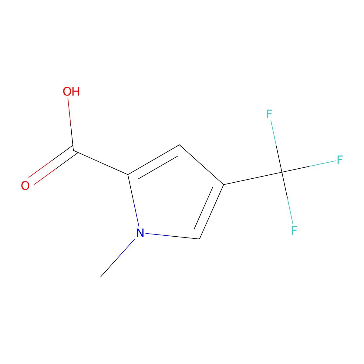 1-Methyl-4-(trifluoromethyl)-1H-pyrrole-2-carboxylic acid molecular structure, CAS 1196157-55-7