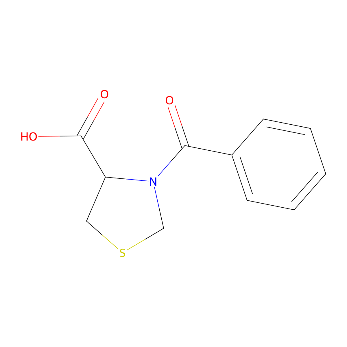 3-benzoyl-1,3-thiazolidine-4-carboxylic Acid molecular structure, CAS 119616-17-0