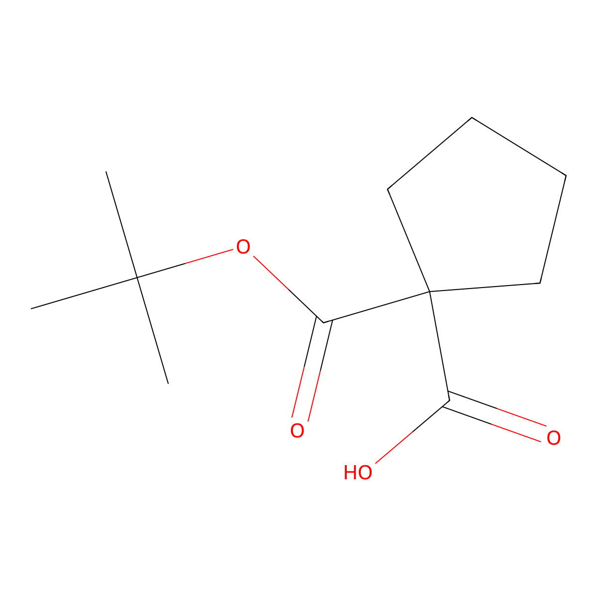 1-[(Tert-butoxy)carbonyl]cyclopentane-1-carboxylic acid molecular structure, CAS 1196261-09-2